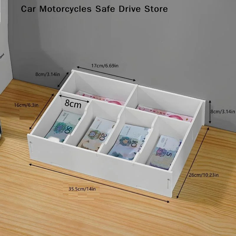 CM6 8 Grid PVC Organizing Shelf Durable Drawer Cashier Change Box