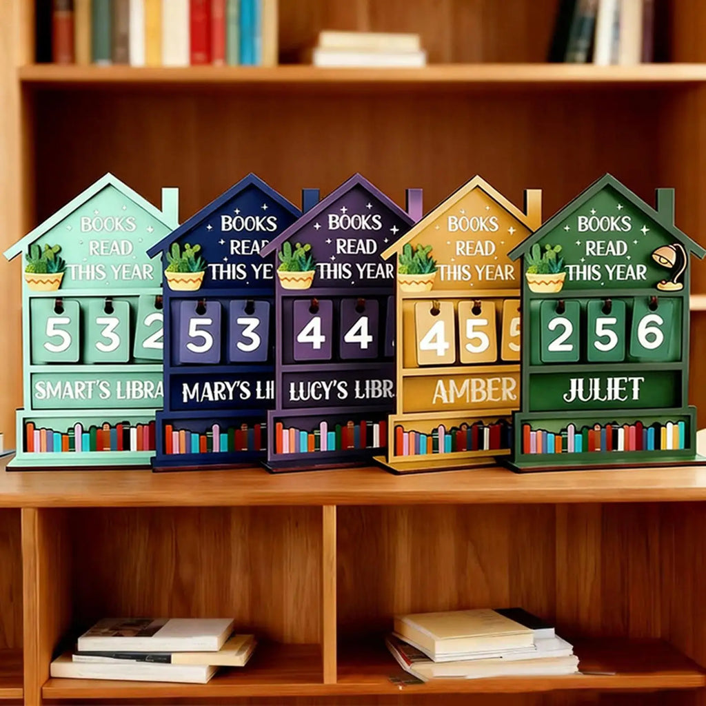 Wooden Books Read Tracker Manual Reading Progress Display Book