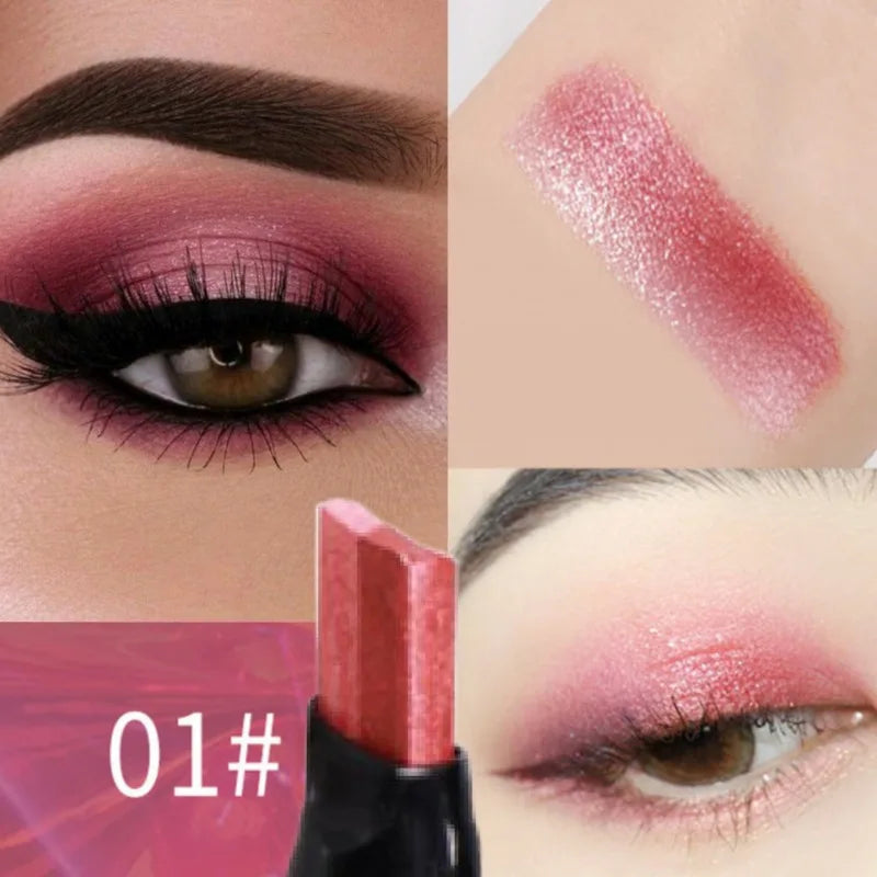 Glitter Double Color Gradient Eyeshadow Stick Pencil Two Tone Shimmer Metallic Lazy Eye Shadow Pen Waterproof 2 in 1 Eye Makeup Zpaxo 01