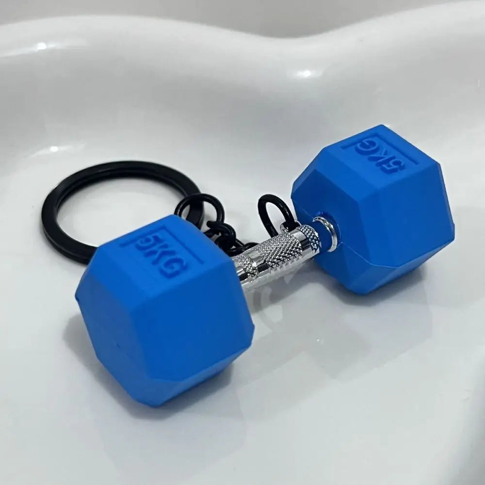 Fitness Equipment Dumbbell Keychain Hanging Ornament Bag Charm Sports Key Ring Simulation PVC Alloy Barbell Pendant Zpaxo Black