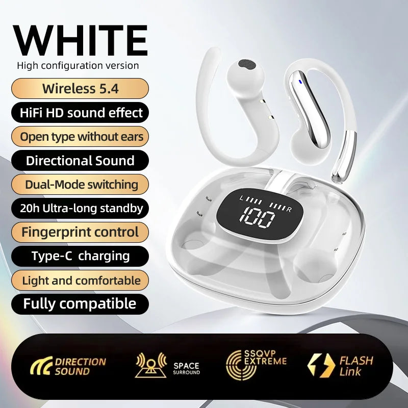 Open Bluetooth Earphones Ear Earbuds 12 Hour Playback Support Zpaxo WHITE China Mainland