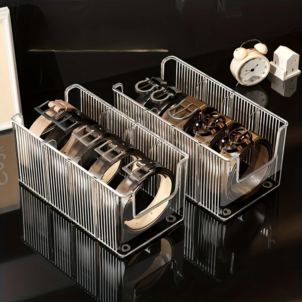 1 2 Acrylic Belt Storage Boxes Featuring Large Capacity Divided Rack Zpaxo
