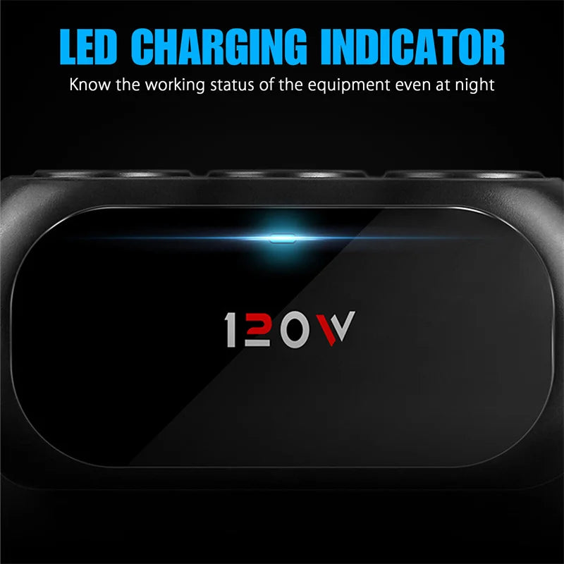 3 Socket Car Cigarette Lighter Splitter Dual USB LED Fast Charger