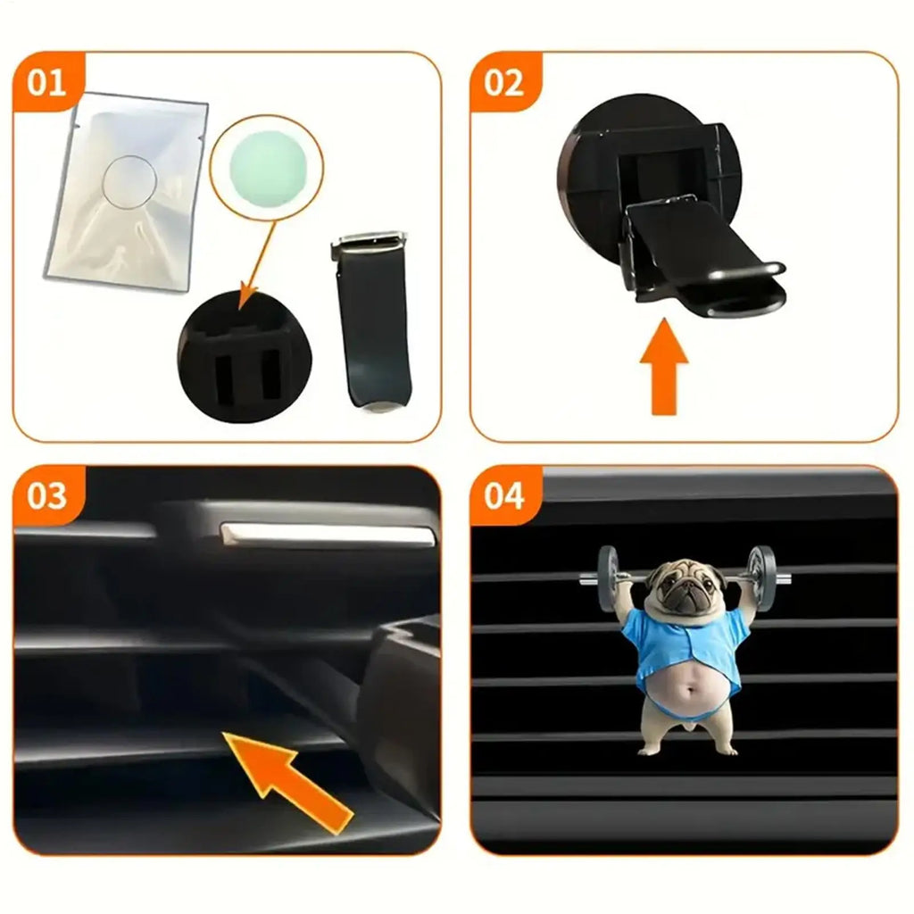 Car Vent Air Freshener Clips 2D Acrylic Weightlifting Dog Shape
