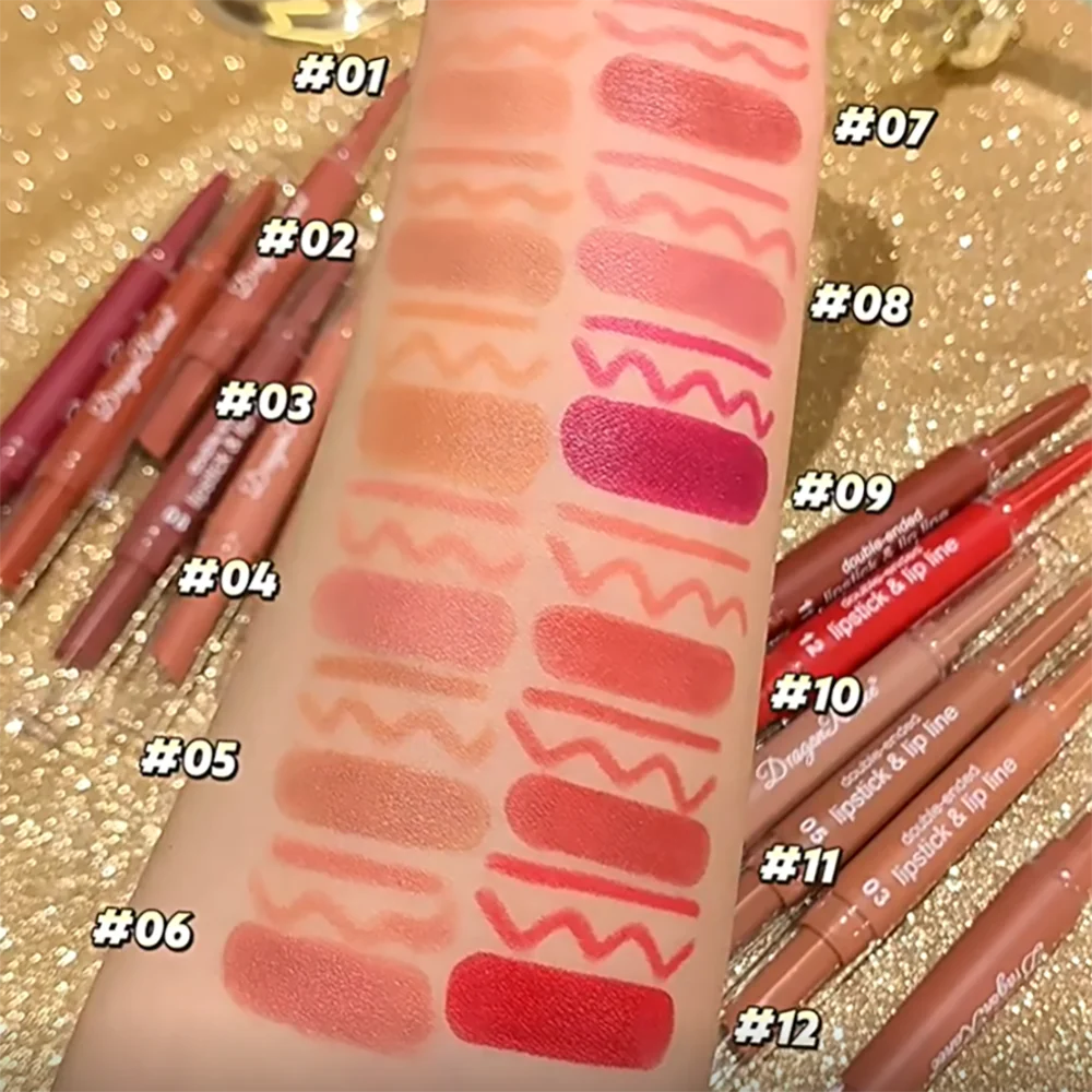 Permanent Lipliner And Lipstick Dual-Ended Velvet Matte Lasting Waterproof 24 Hour Nude Chestnut Non-Sticky Lip Contour Makeup Zpaxo