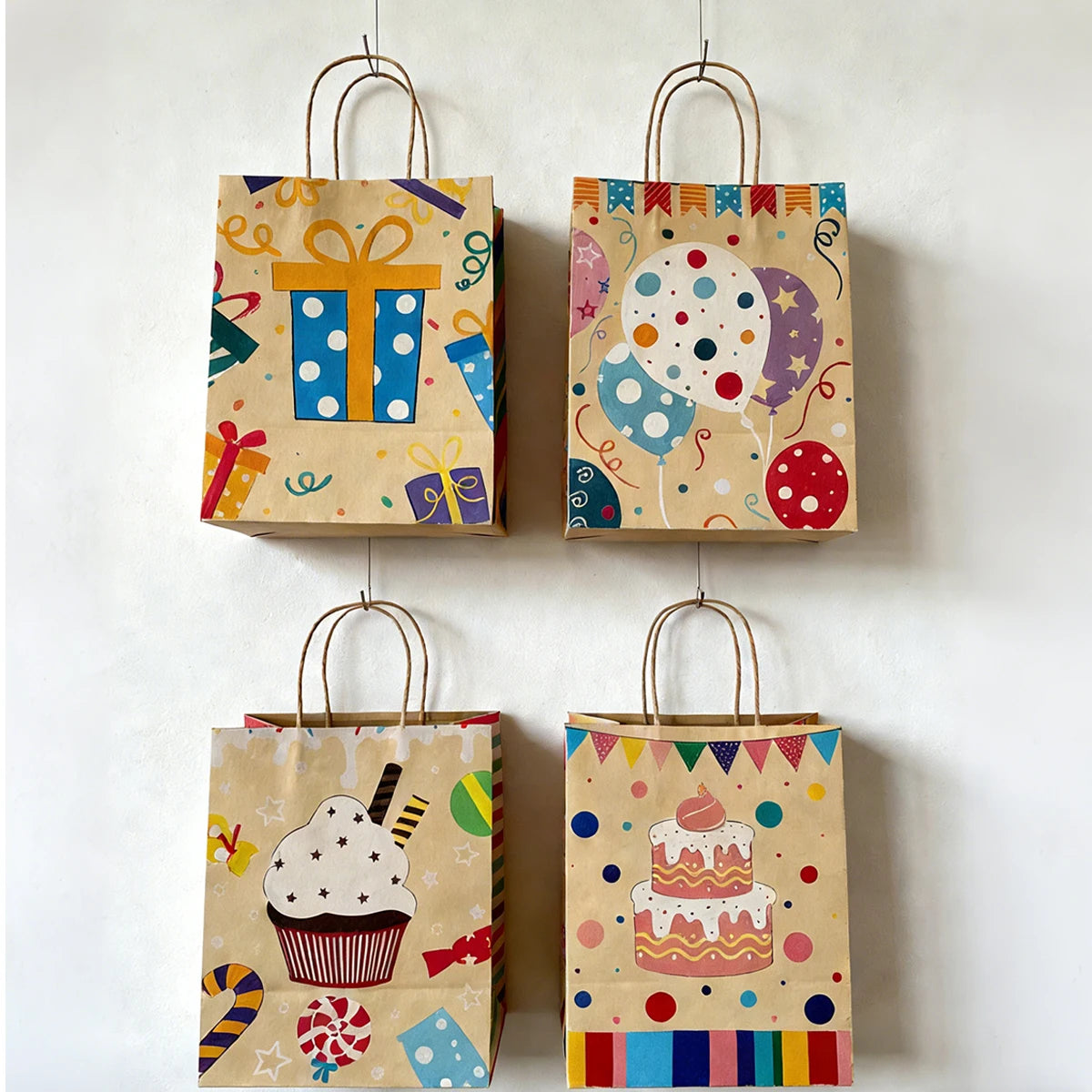 12-Pack Large Kraft Paper Gift Bags with Handles | Party Favors