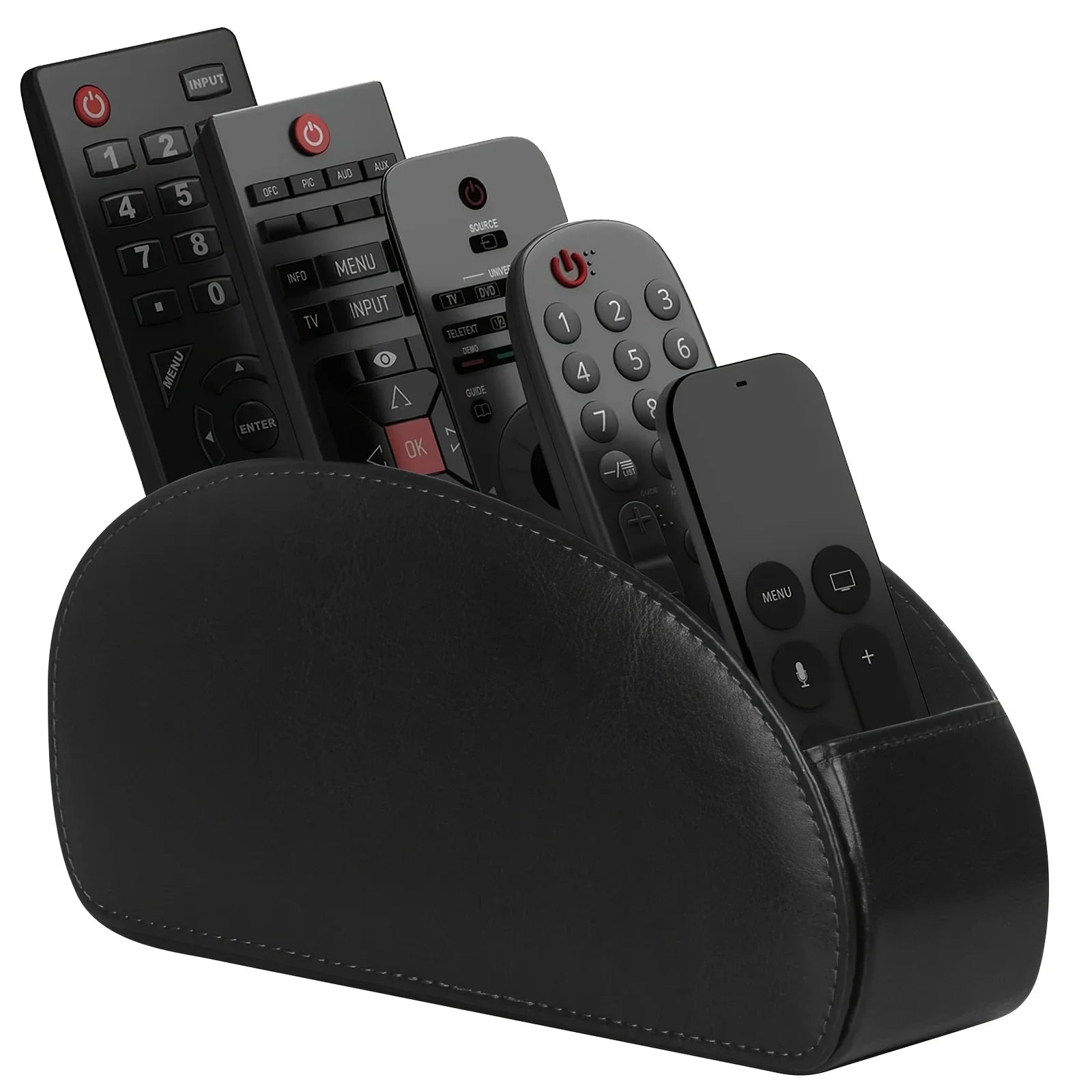 5 Grid Pu Leather Organizer Remote Control Phone And Tv Holder Desk Storage Box Cosmetics Brush Zpaxo black