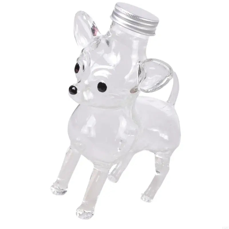 Chihuahua Shaped Glass Cookie Jar Airtight Pet Supports Storage