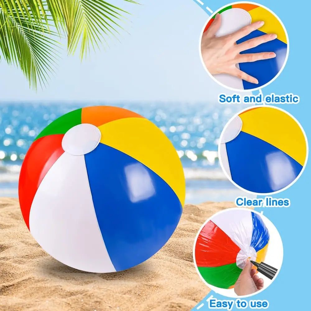 Summer Inflatable Beach Balls Rainbow Striped Pool Party Games Adults