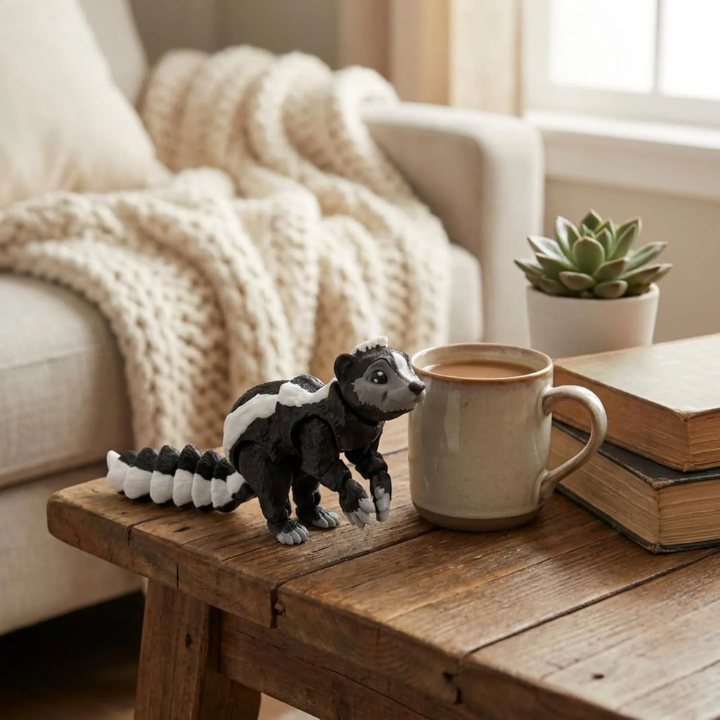 3D Printed Skunk Animals Flexible Articulated Stuff Home Office Decor Zpaxo