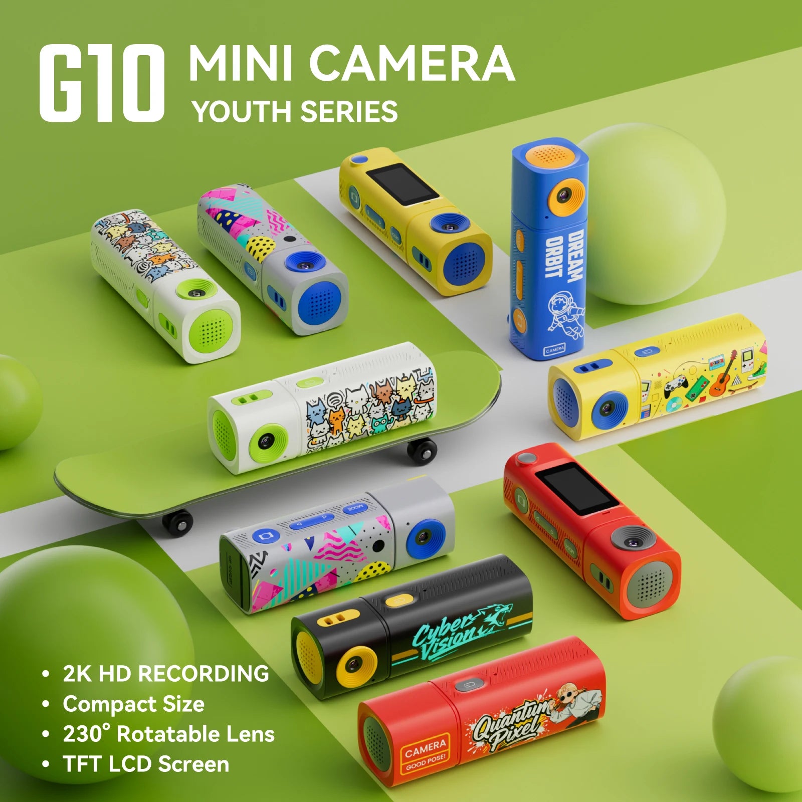 1080P Thumb Keychain Camera 230 Rotatable Lens Retro Mini Action Cam