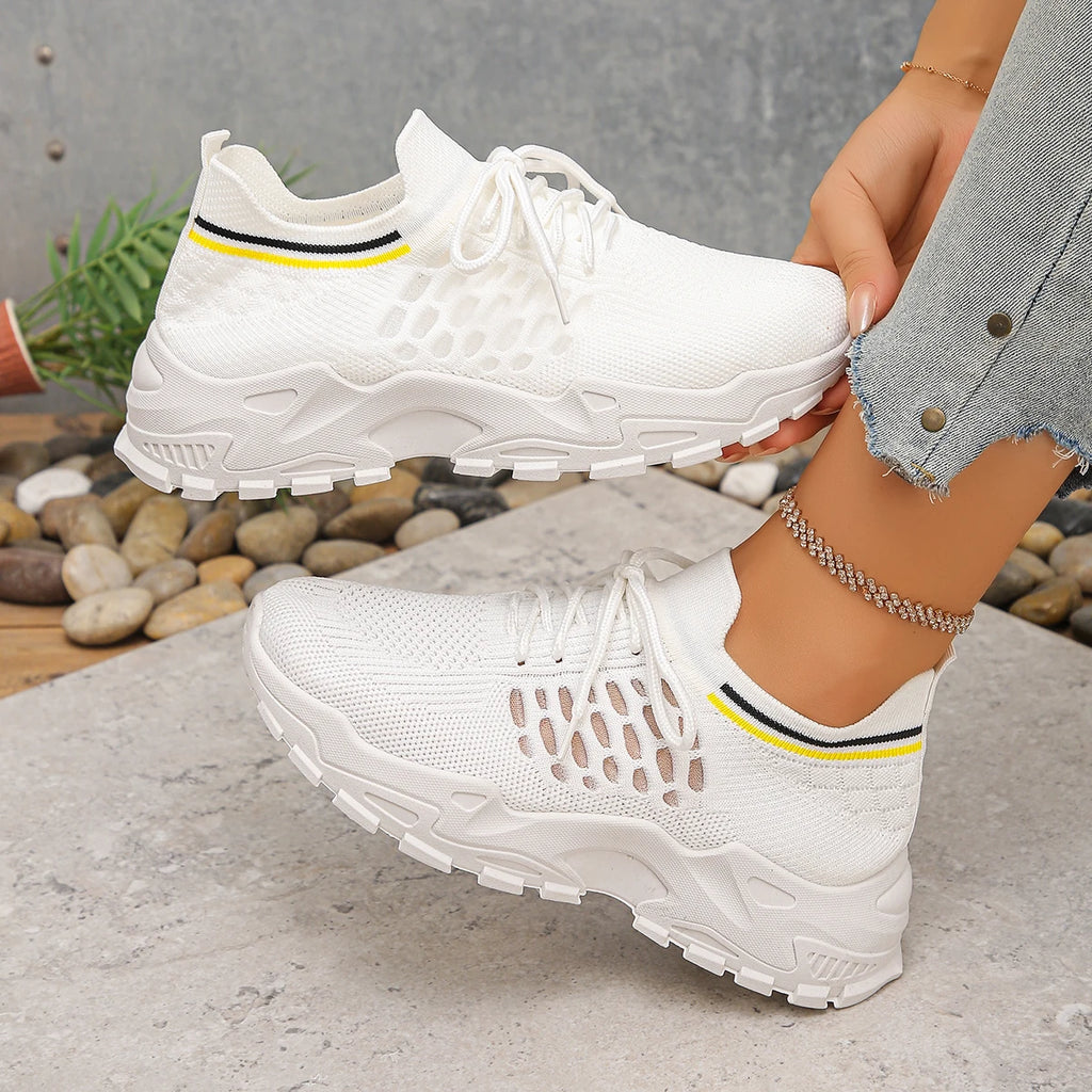 Women Mesh Shoes Fashion Casual Leisure Sneakers Women Comfortable Breathable Mesh Sports Shoes Spring Autumn Outdoor Sneakers Zpaxo White 40