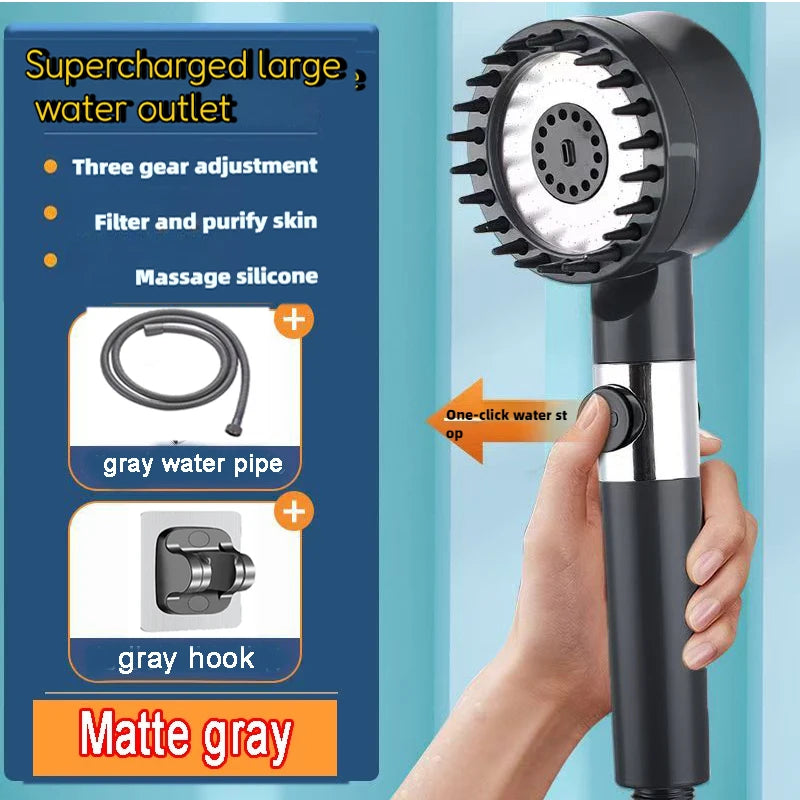 4 Modes Shower Head High Pressure Showerhead One-Key Stop Water Massage Shower Head With Filter Element Bathroom Accessories Zpaxo style9