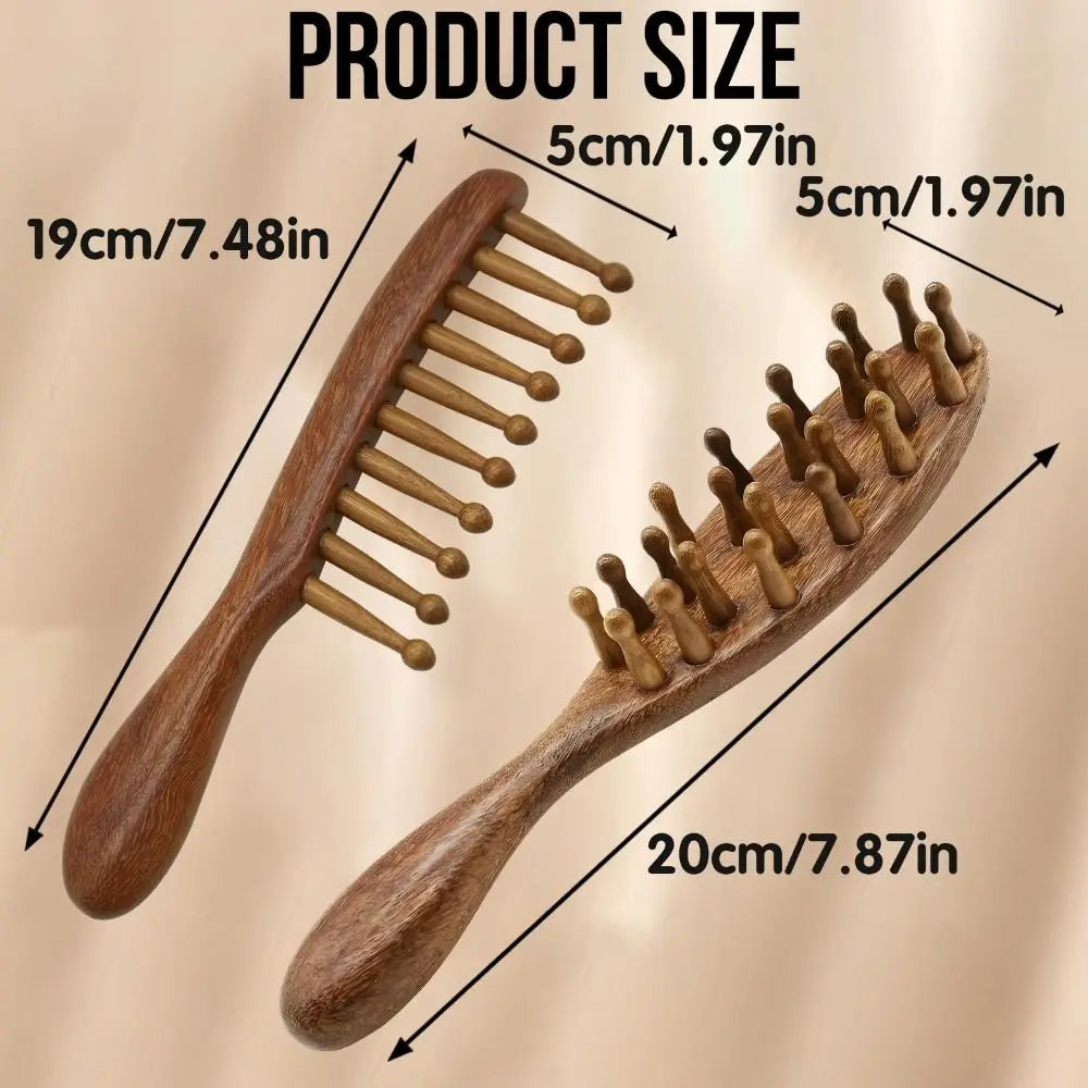 Wooden Loc Comb Comfortable Massage Wide Teeth Body Meridian Zpaxo