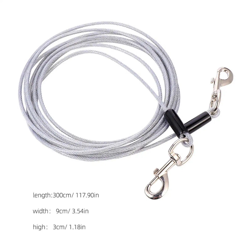 Dog Traction Strap Double Heads Steel Wire Rope Outdoor Pet Pulling