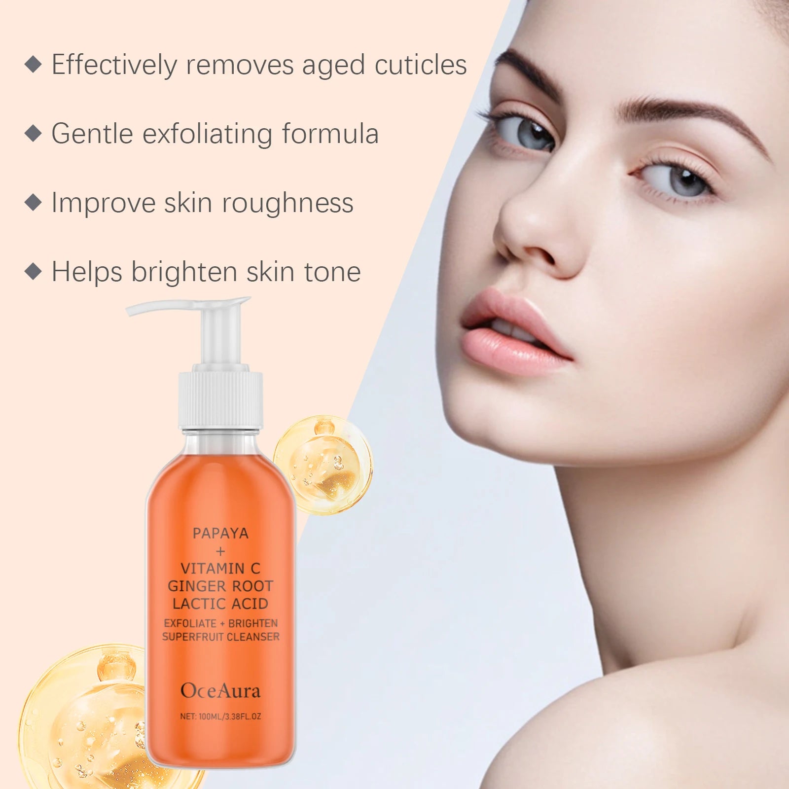 Exfoliating Papaya Cleanser Lotion Cleaning Reduce Facial Dirt Improve Rough Skin Relieve Dullness Brightening Facial Cleanser Zpaxo