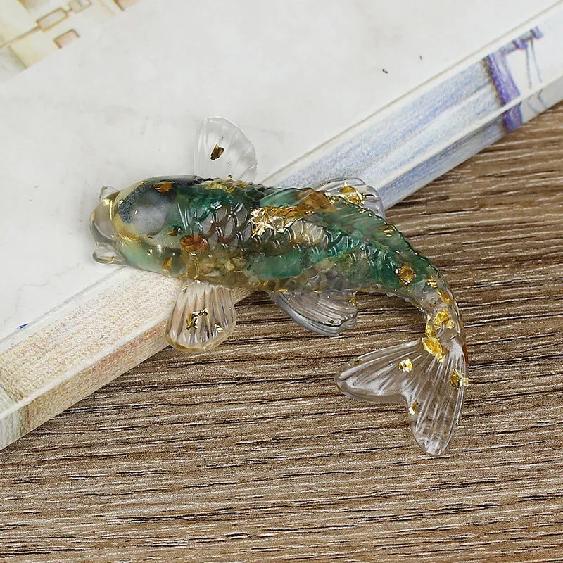 Koi Fish Figurine – Crystal Epoxy Resin Desk Ornament & Gift