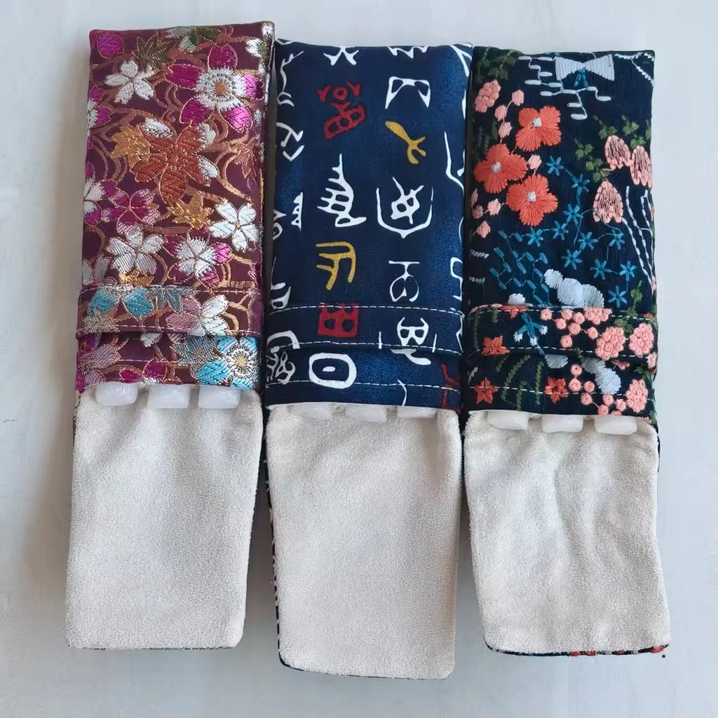 Chinese Style Pen Bag 3 Pen Set Portable Pen Bag Simple Pen Bag Protective Bag Portable Storage Flannel Zpaxo