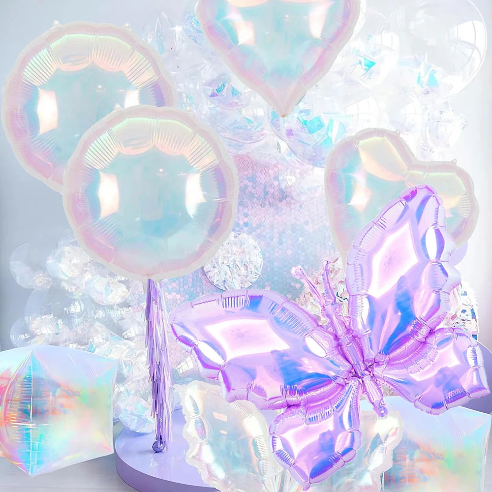 Laser Butterfly Balloon Large Colorful Transparent Foil Balloons