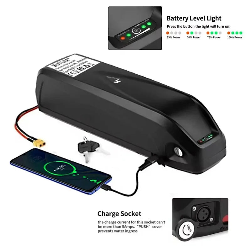 New 52V 48V 36V Hailong Battery 15Ah-20Ah-30Ah for 250-1200W Bafang BBS02 BBS03 BBSHD Motor Full Capacity Power Pack Suitable Zpaxo