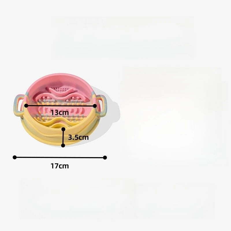 Pet colored single bowl double ear handle silicone slow food bowl small dog large dog rice bowl food bowl dog bowl Zpaxo