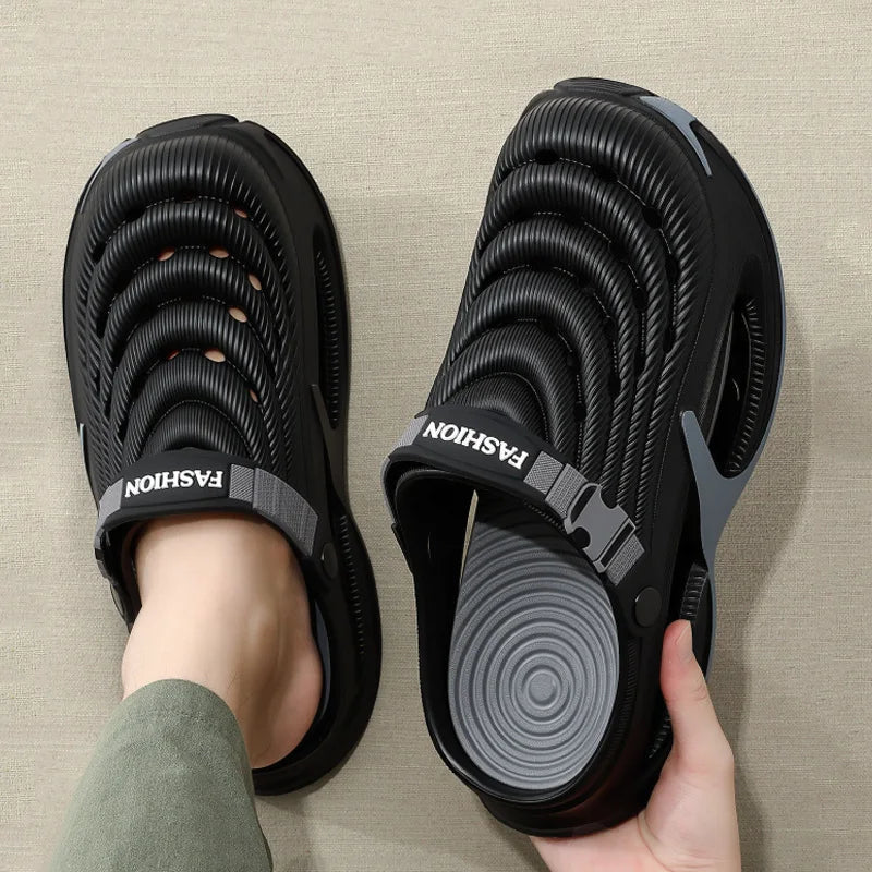 Men's Hollow Slippers Indoor Outdoor Women's Sandals Beach Non-slip