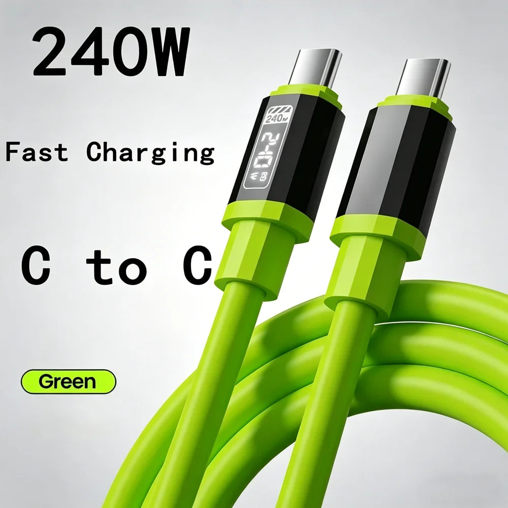 240W USB-C to USB-C Fast Charging Cable 6A | Universal USB-C Charging Cable Zpaxo