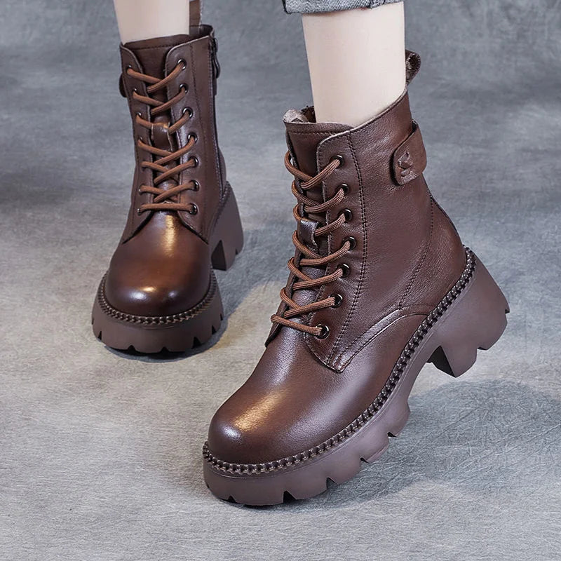 Soft Soled Women's Boots Zippered Round Toe Flat Bottom Handmade Zpaxo