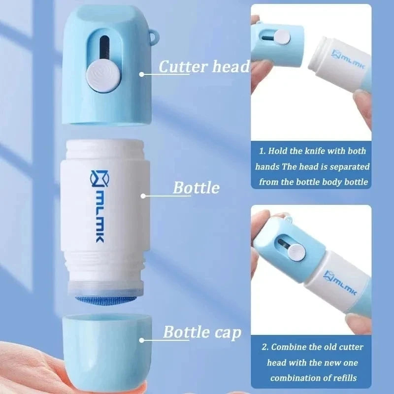 Retractable Box Opener Thermal Paper Easer Mail Opener 2 in 1 Correction Fluid with Knife Information Privacy Protector Eraser Zpaxo