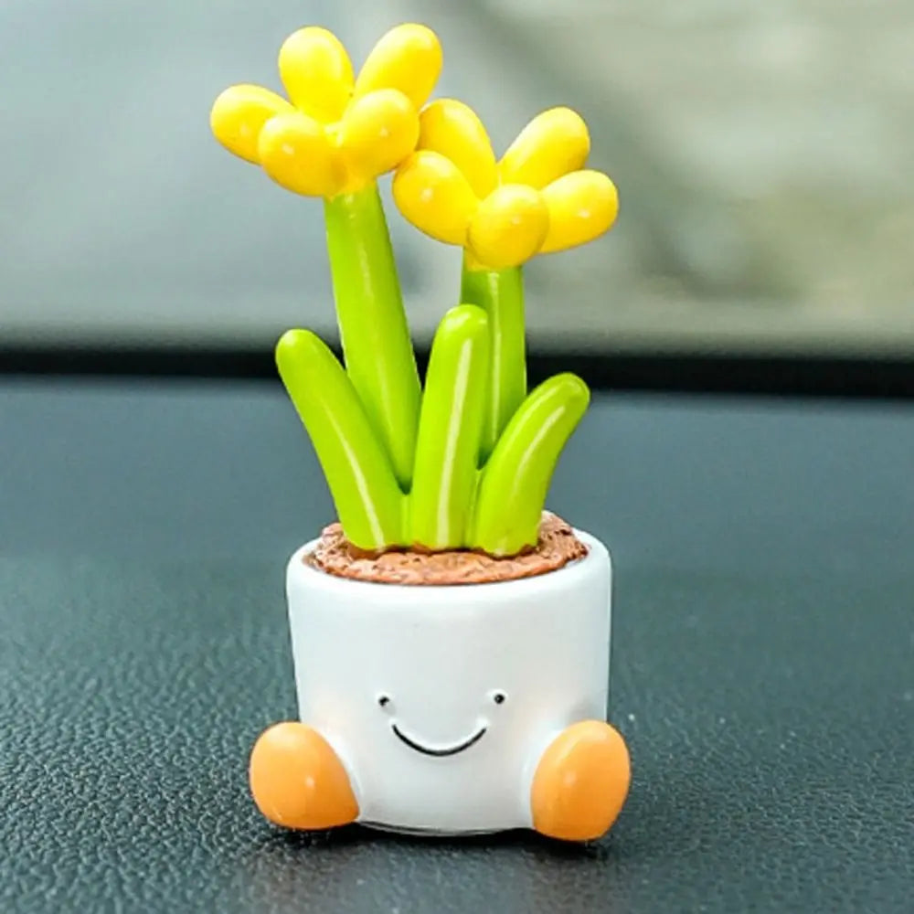 Flower Pot Car Ornaments Cartoon Dashboard Figure Little Canglan Bell Zpaxo Narcissus Flower