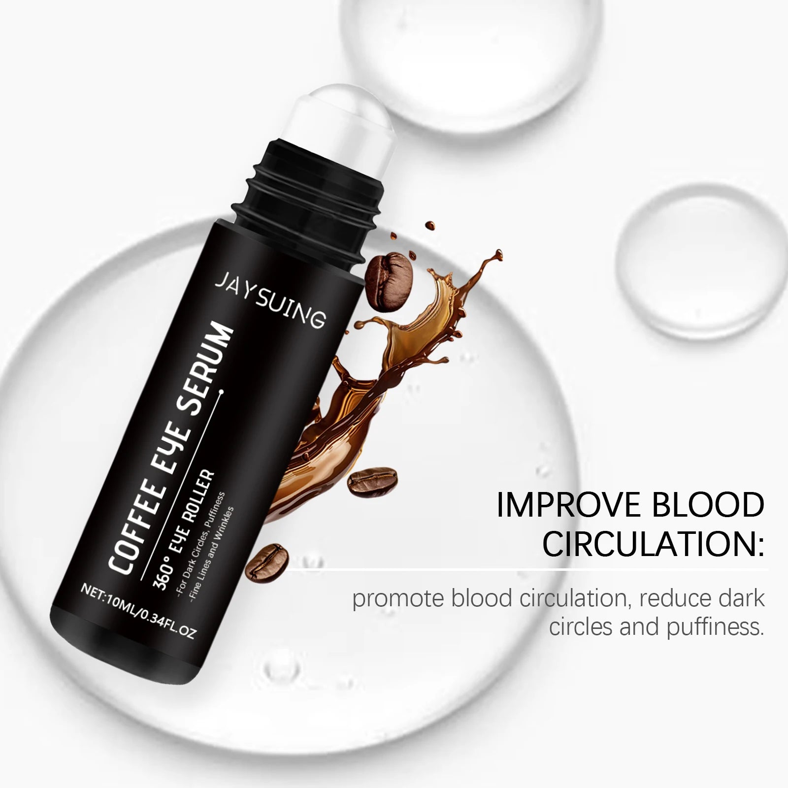 Coffee Eye Roll-On Serum - 10ml Depuff & Reduce Puffiness, Brighten & Nourish, Cooling Massage For Under-Eye Care Zpaxo