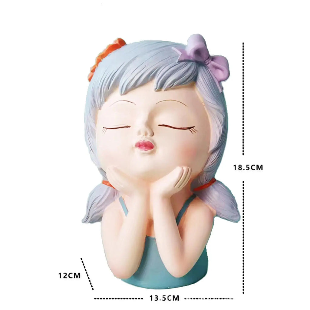 Face Planter Pot – Resin Girl Bust Flower Vase & Decor Statue Decorative Planter Zpaxo