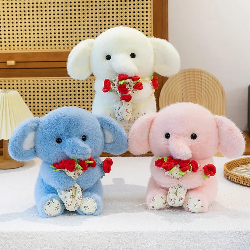 Rose-shaped Elephant Pillow Flower Bouquet Hat Transformable Plush