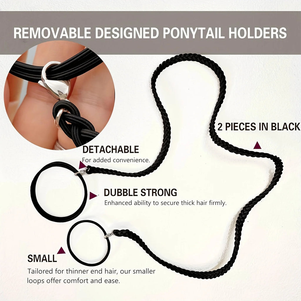 2 Packs 25" Ponytail Holders Hair Ties, Colored Elastic Braided Hair Tie, No Damage for Long Thick Curly Hair Zpaxo