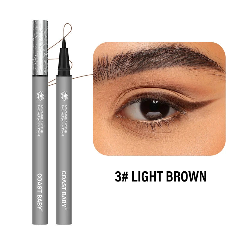 1/2PCS Long Lasting Sweatproof Waterproof Liquid Eyebrow Pencil Fine EyeLiner Pen Eyebrow Enhancers Eyebrow Brush Makeup Zpaxo 03 Light Brown-1Pc