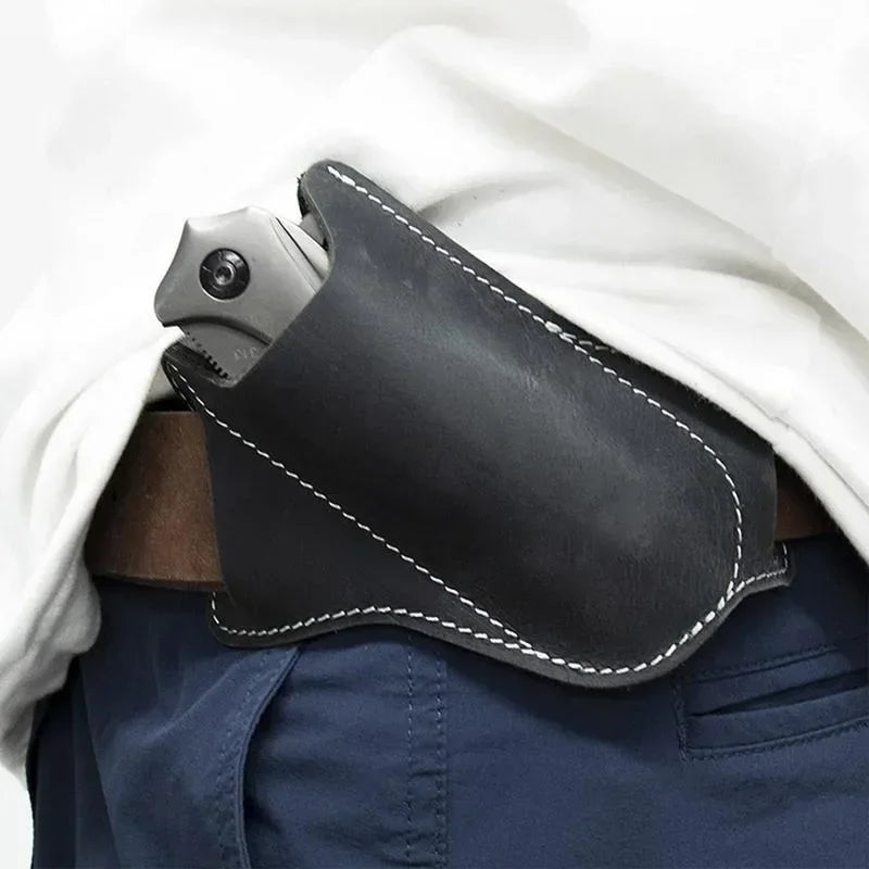 PU Leather Folding Knife Sheath with Waist Clip | EDC Carry