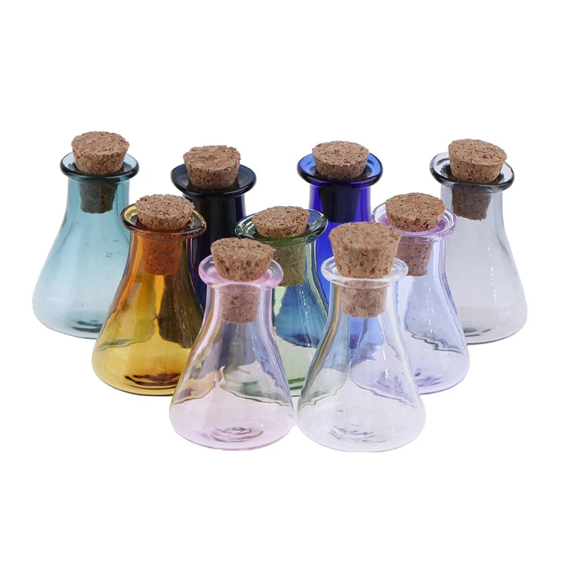 ▶2Pcs Mini Glass Color Bottle Wishing Bottle Tiny Jars Vials Mini Storage Bottle Zpaxo