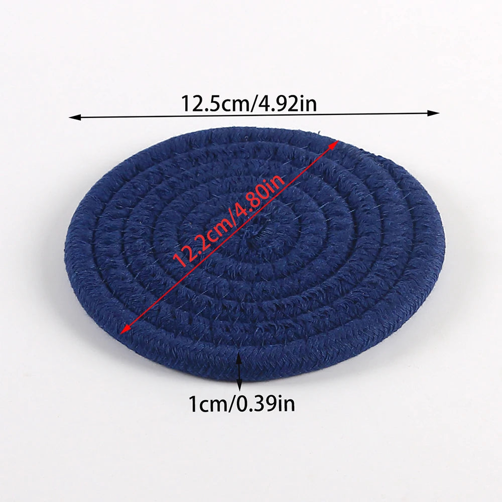 1PC Cotton Thread Cup Mat 12cm Round Coaster Knitting Table Mat Pot Holder Coffee Drink Tea Cup Woven Anti-Scalding Mat Zpaxo C