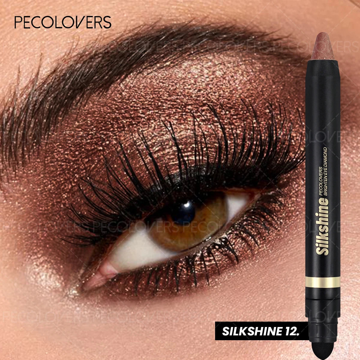 Smudge-proof Metallic Eyeshadow Stick Pearlescent Shimmer Quick Zpaxo 12