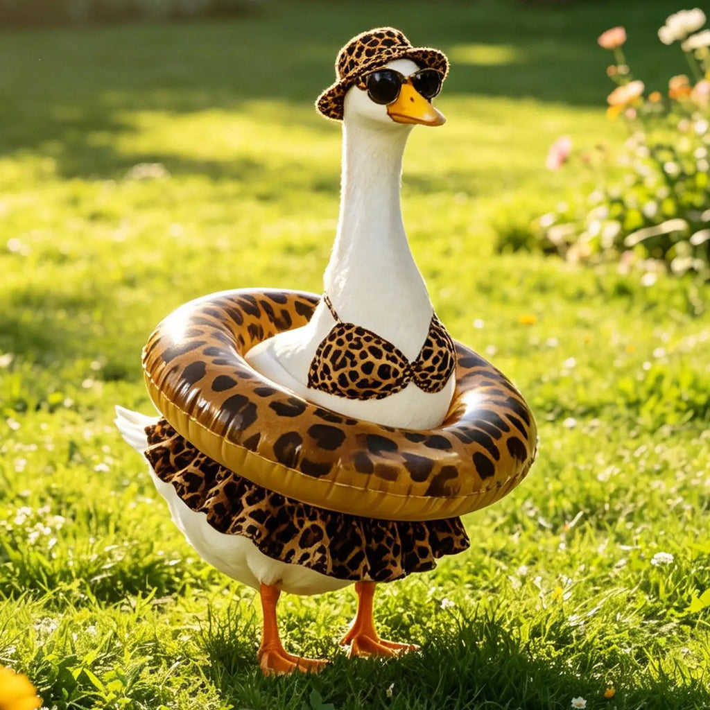 23 Inch Porch Goose Outfits With Hat Sunglasses Leopard Bikini Summer Porch Goose Funny Outfit For Garden Parties Festivals Zpaxo