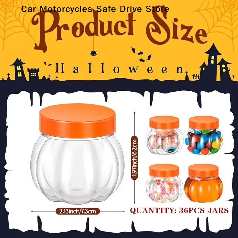 5 Clear Pumpkin Candy Jars Food Grade Plastic Storage Lids Kids
