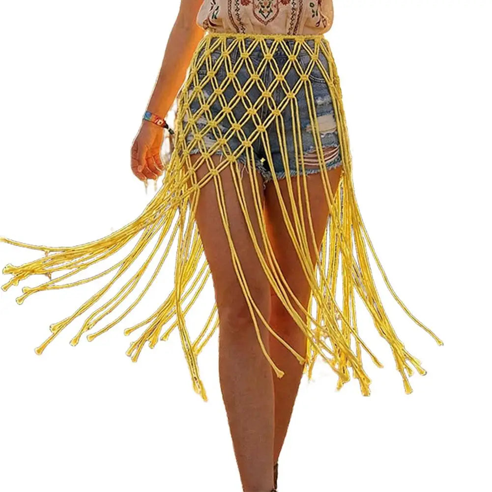 Bohemian Tassel Waist Belt – Handwoven Macrame Fringe Wrap Boho Tassel Belt Zpaxo F