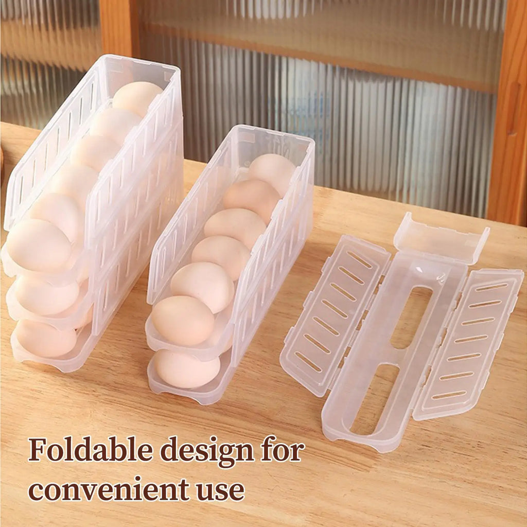 Egg Holder 3-Tier Foldable Automatic Rolling Dispenser Reusable