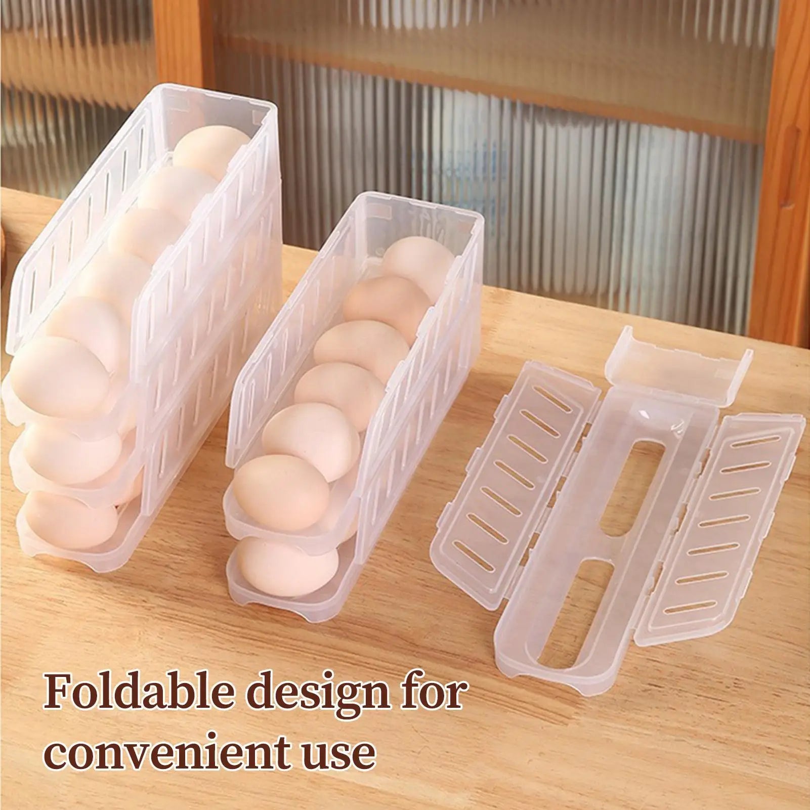 Egg Holder 3-Tier Foldable Automatic Rolling Dispenser Reusable