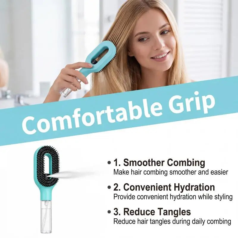 Refillable Spray Hair Brush – Anti-Static Soft Bristle Comb