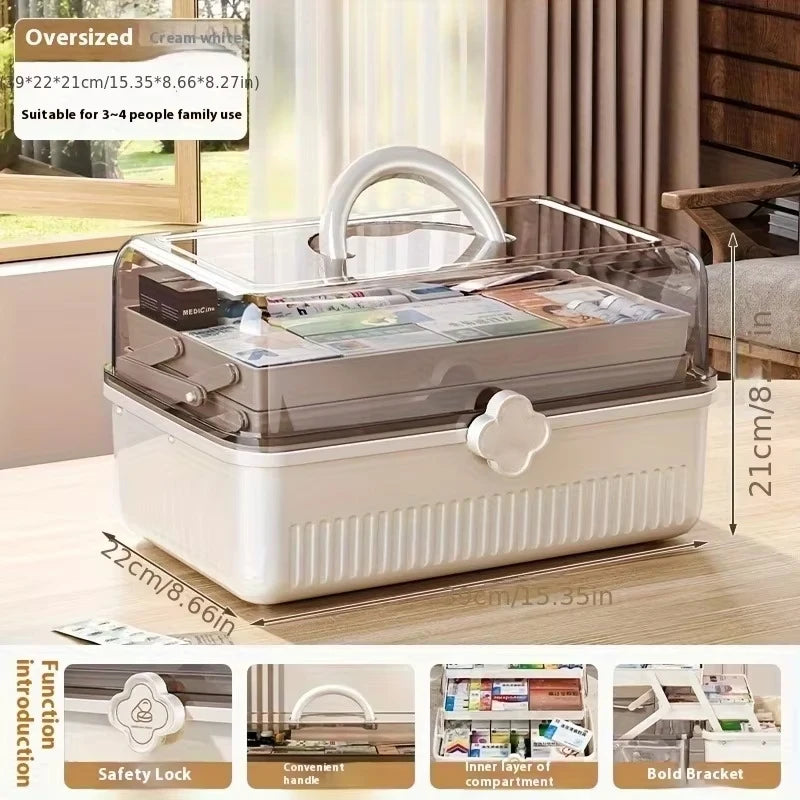 Smart Flip-top Medicine Box Visual Window Multi-layers Easy-carry