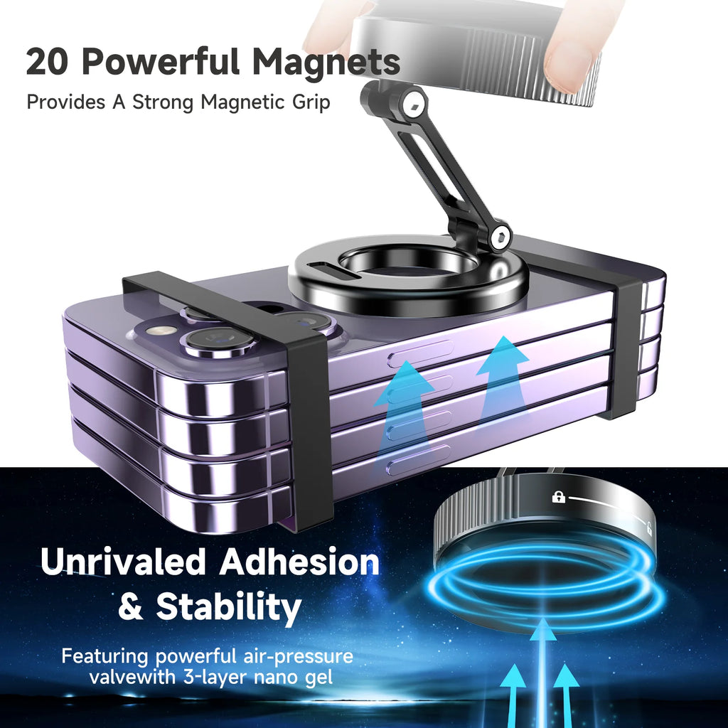 Vacuum Adsorption Car Phone Holder 360° Rotating Strong Suction Holder for Mobile Phone Desktop Live Streaming Zpaxo