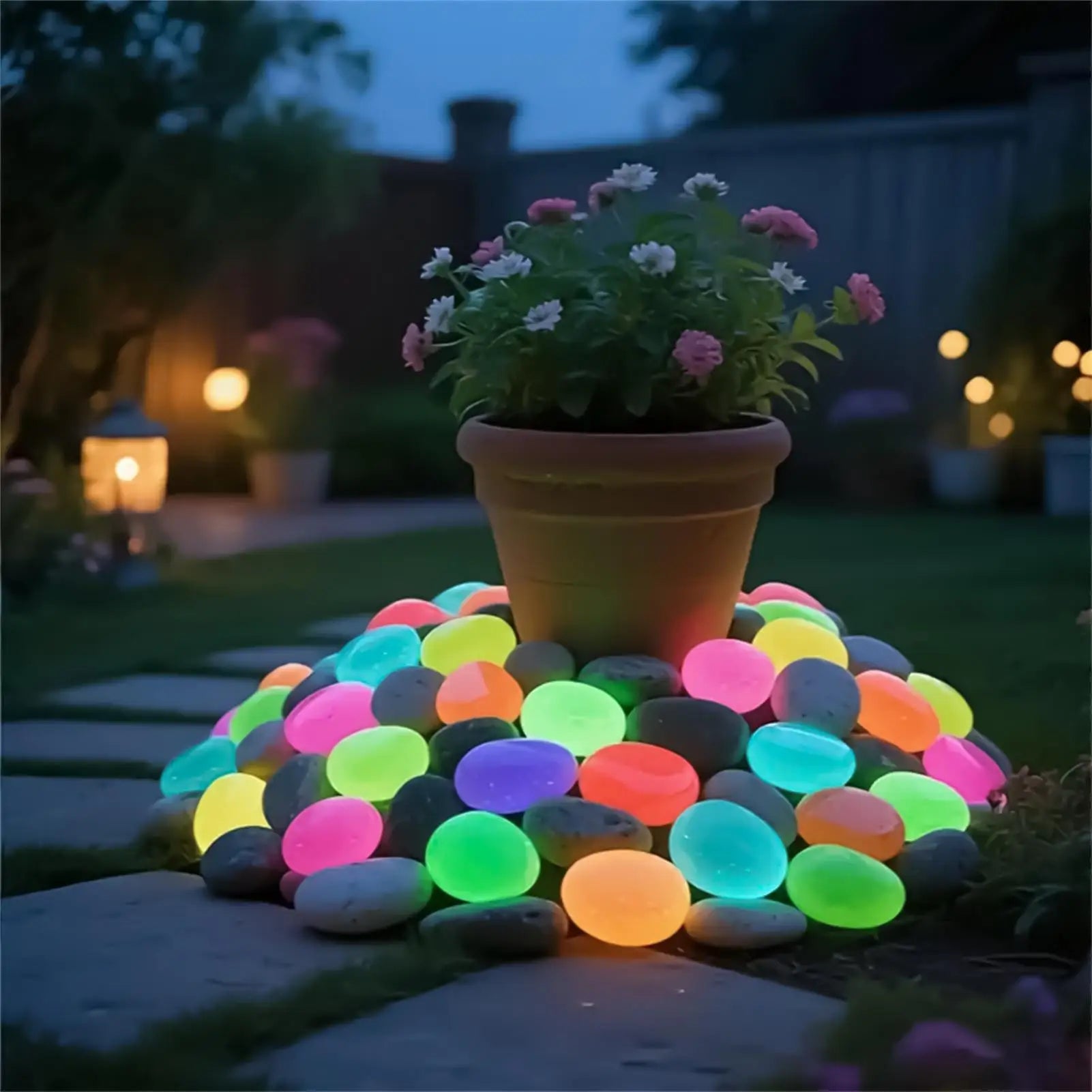 Garden Rocks 20 Colorful Glow Pebbles Landscape Stones Outdoor Vases
