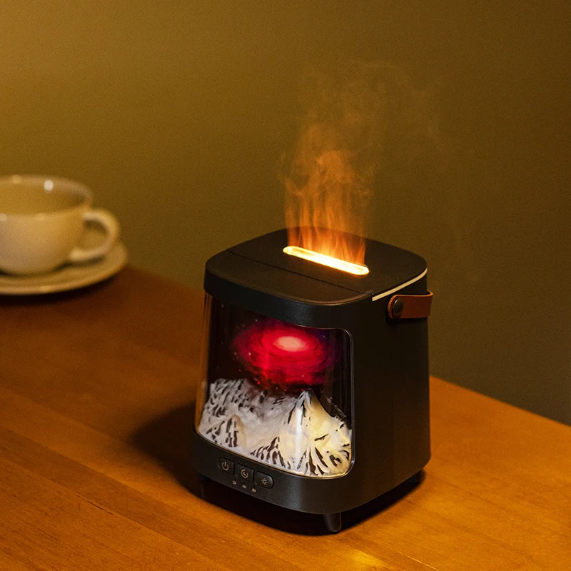 New Flame Aromatherapy Diffuser with Colourful Aurora Effect 200ml Remote Quite Fine Mist Air Humidifier for Table Decor Gifts Zpaxo