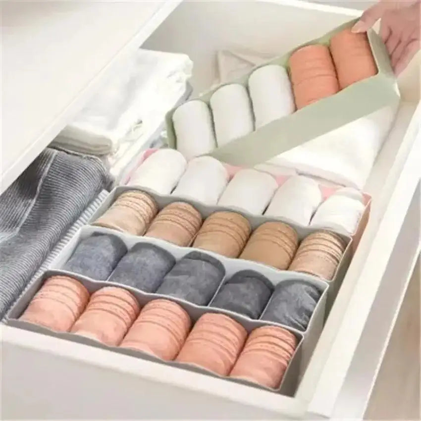 1 Underwear Sock Organizer Box 5 Compartment Clear Stackable Drawer